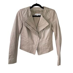 Danier Leather Cropped Moto Biker Jacket Tan XXS